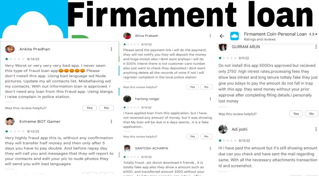 Firmament loan app Customers Reviews